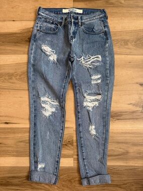 Mossimo Supply Co. Light Blue Distressed Boyfriend Jeans